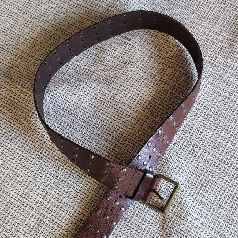 Brown Studded Leather Belt